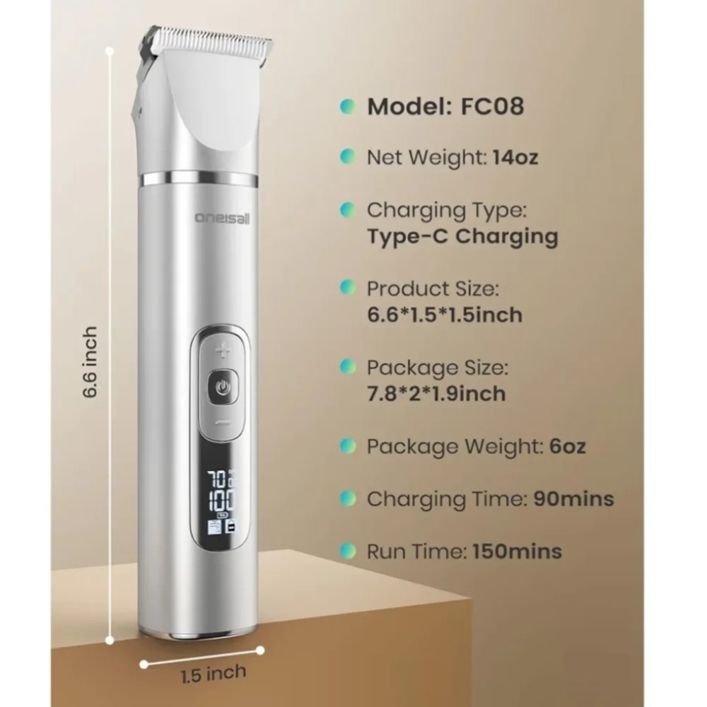4 in 1 Dog Grooming Kit Hair Trimmer Paw Nail Grinder Rechargeable Cordless